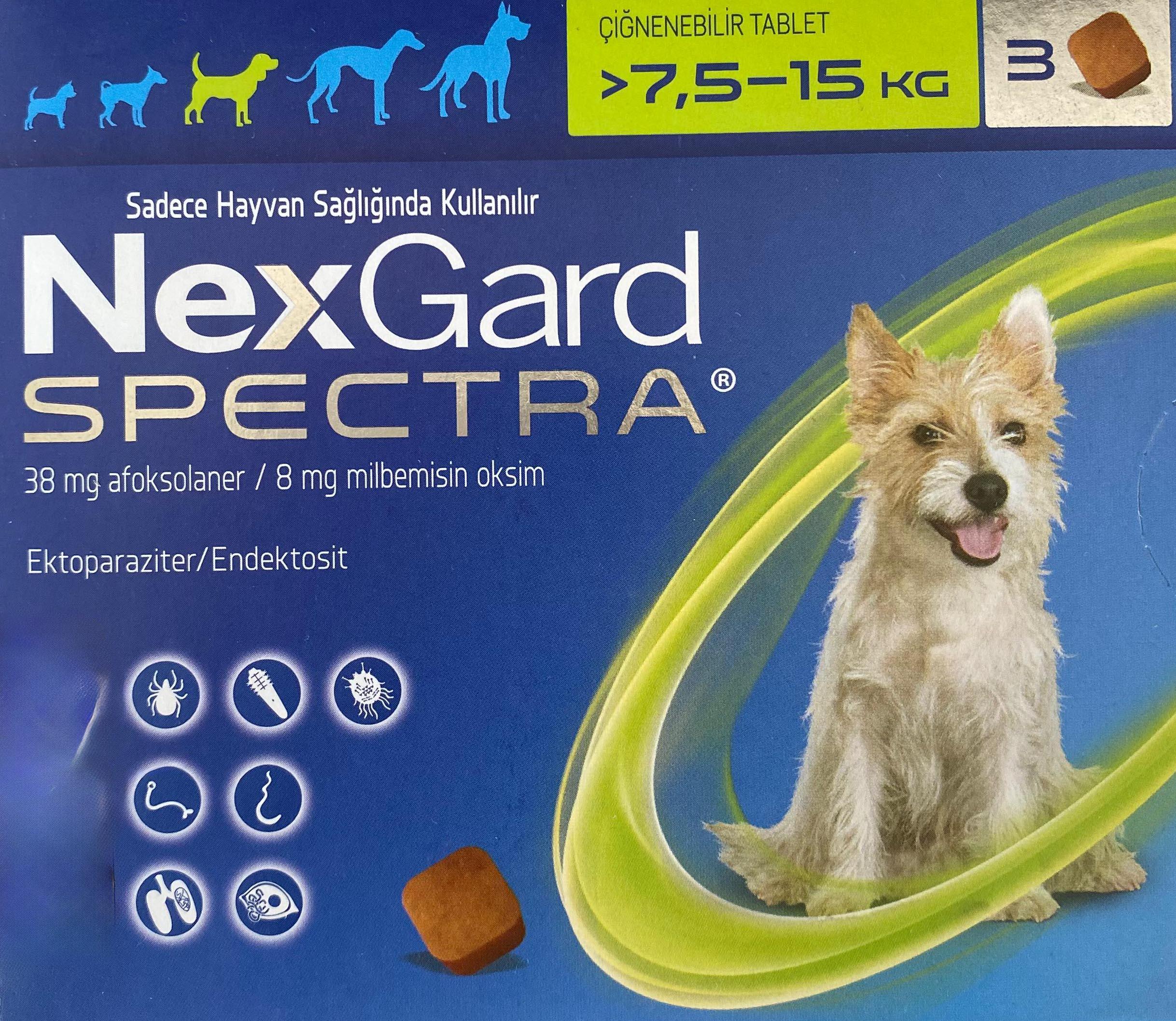 NEXGARD SPECTRA M box of 3 tablets 7,5-15kg ürün görseli